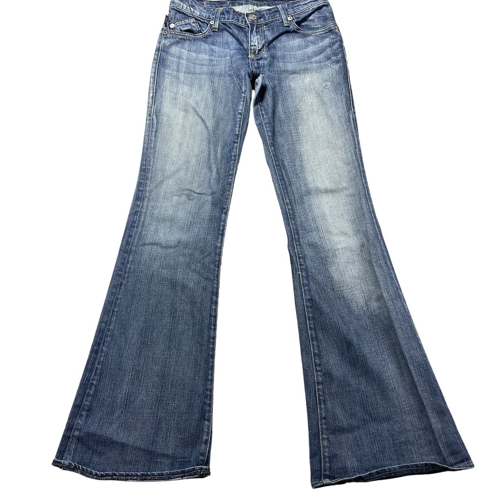 Rock & Republic Jeans Womens 27 Light Blue Low Rise Roth Flare Stretch 30x32
